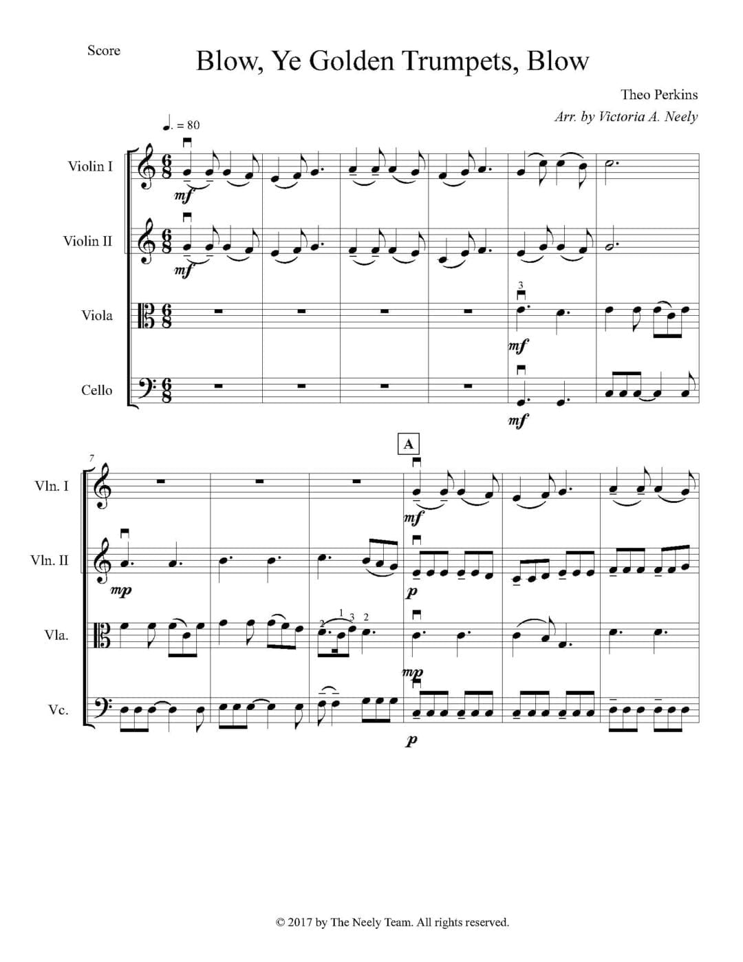 Blow, Ye Golden Trumpets, Blow string quartet Neely Marketplace