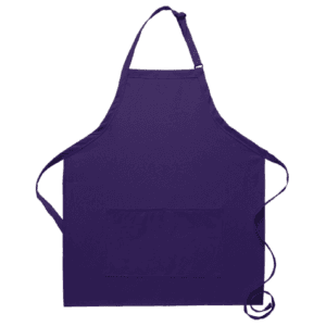 purple bib apron