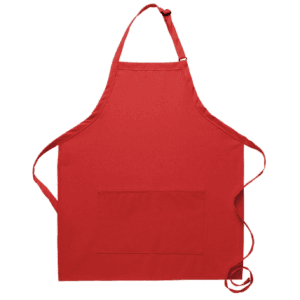 red bib apron